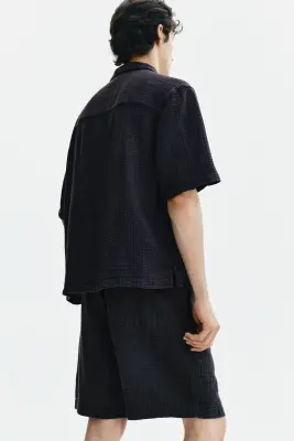Short en mousseline Relaxed Fit - Noir — photo 2