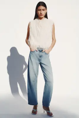 Barrel High Waist Ankle Jeans - Bleu denim clair — photo 2
