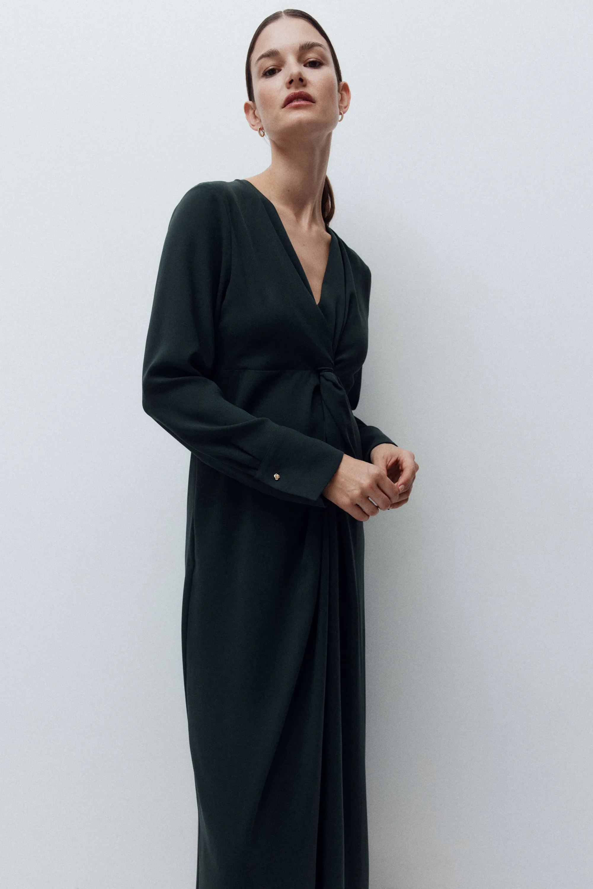 MAMA Robe à effet drapé - Vert foncé