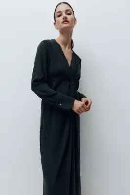 MAMA Robe à effet drapé - Vert foncé — photo 1