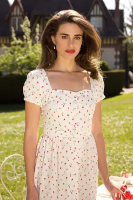 Estelle Cap Sleeve Midi Dress - Rose print — photo 3