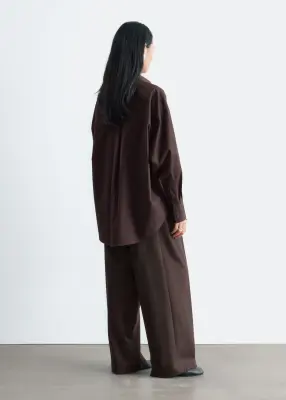 Chemise oversize en coton - Marron foncé — photo 5