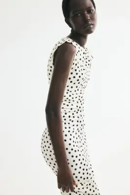 Robe à mancherons - Crème/pois — photo 5
