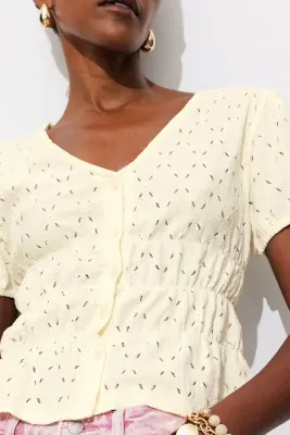 T-shirt smocké ajouré Femme — photo 5