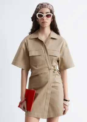Robe courte portefeuille - Beige — photo 2