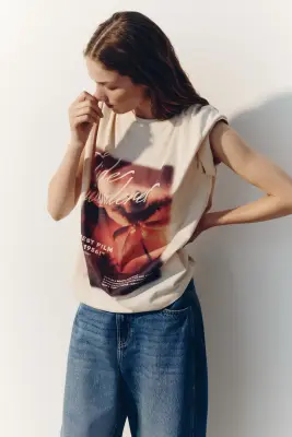 T-shirt oversize imprimé - Beige clair/Tide Wanderer — photo 1