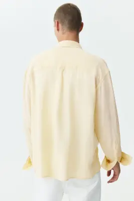 Chemise Relaxed Fit en lin mélangé - Jaune clair — photo 4