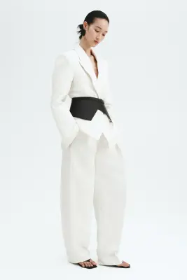 Blazer en lin mélangé - Blanc — photo 4