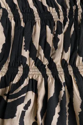 Jupe à taille smockée - Beige/imprimé zèbre — photo 3