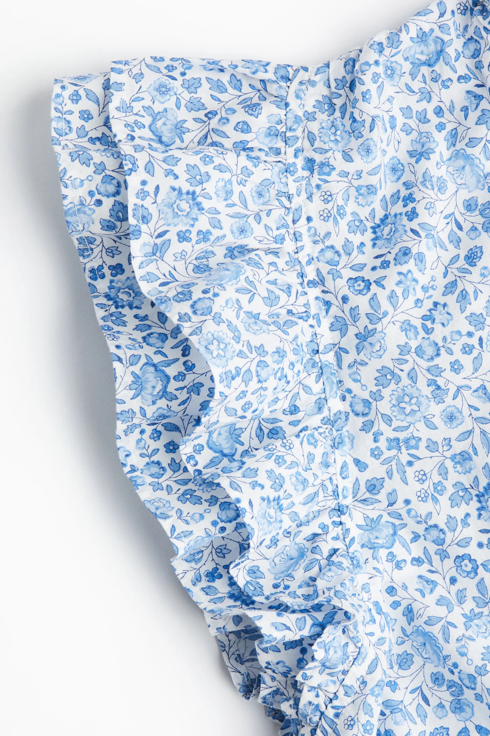 Blouse volantée - Blanc/bleu clair/fleuri