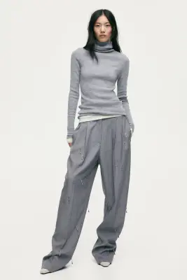 Top col roulé en laine mérinos - Gris chiné — photo 1