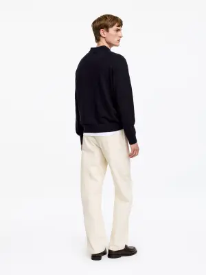 Polo en laine mérinos - Bleu foncé — photo 2