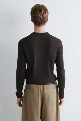 CARDIGAN EN COTON CÔTELÉ SLIM - BRUN — photo 4