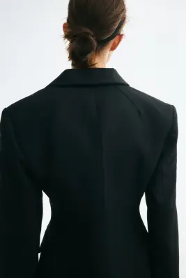 Blazer sablier en laine mélangée - Noir — photo 4
