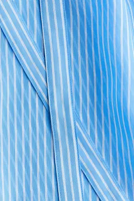 Top avec col volanté à nouer - Bleu/rayé — photo 4
