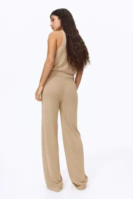 Pantalon en maille avec cordon de serrage - Beige — photo 1