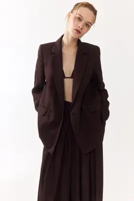 Blazer à fermeture croisée - Marron foncé — photo 1