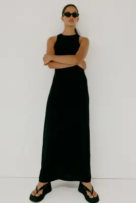Robe sans manches en jersey - Noir — photo 1