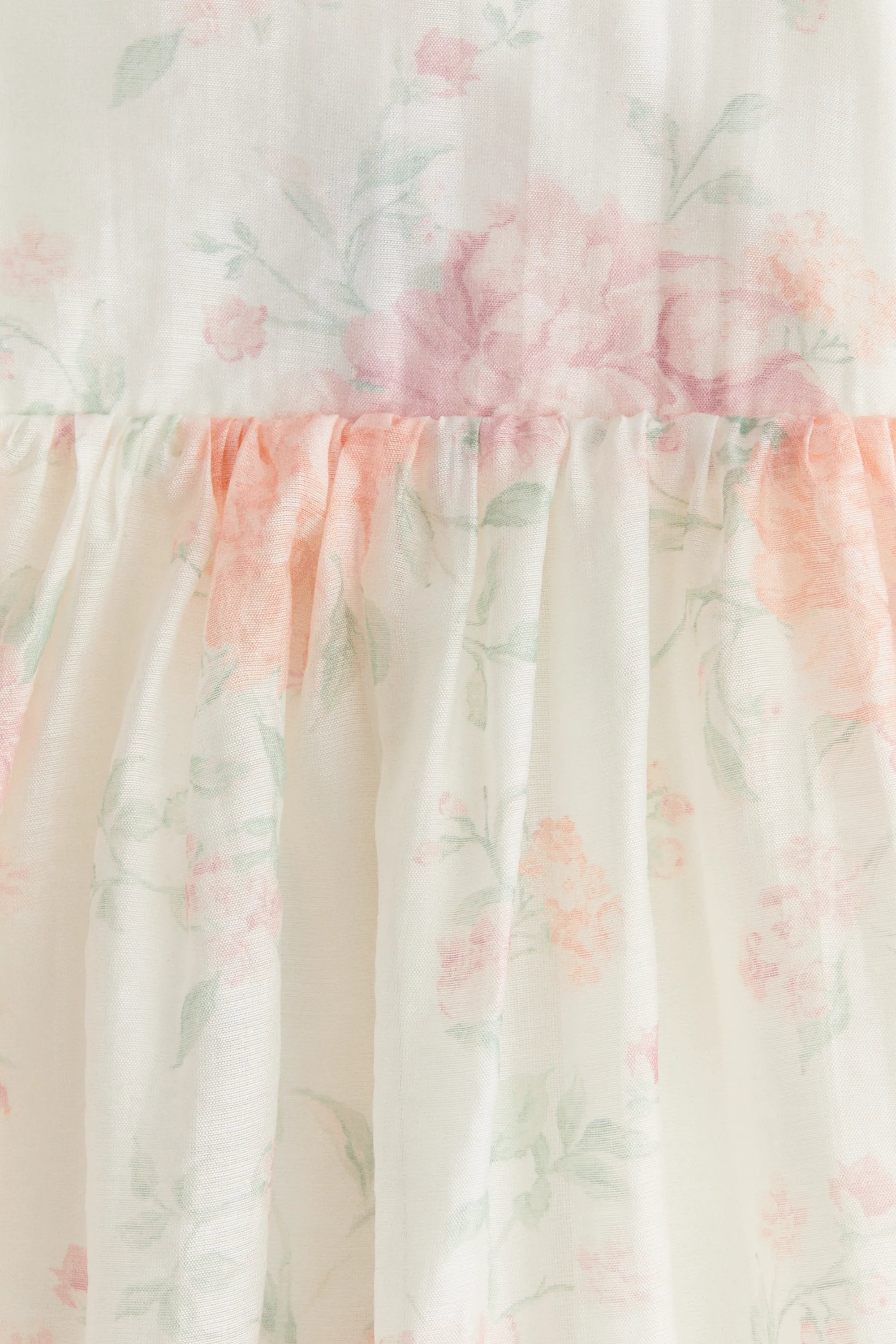 Robe avec bretelles à effet ruché - Blanc/fleuri
