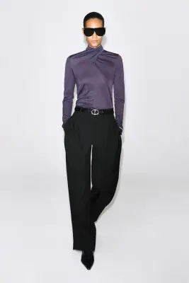 TOP FLUIDE À ENCOLURE FOULARD - VIOLET FONCÉ — photo 1