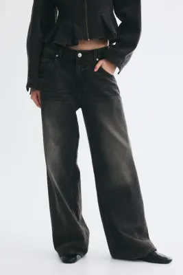 Baggy Low Waist Jeans - Gris denim foncé — photo 1