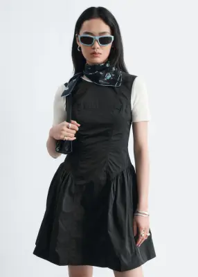 Robe courte à basque - Noir — photo 3