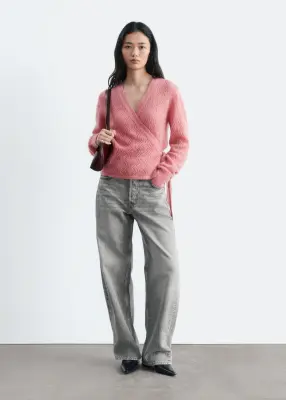 Cardigan en mohair mélangé à maille pointelle - Rose — photo 2