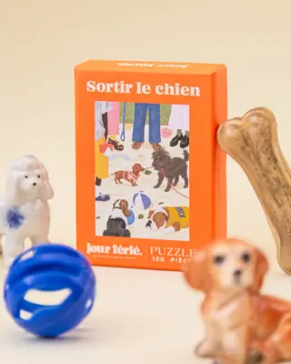 Mini puzzle Sortir le chien – 100 pièces – Jour Férié