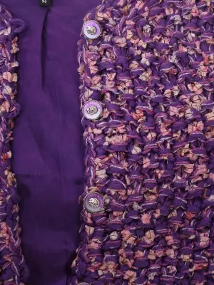 Veste gilet par LESAGE en soie violet et rose Eté 2022 Prix boutique 4000€ Taille 36 — photo 2