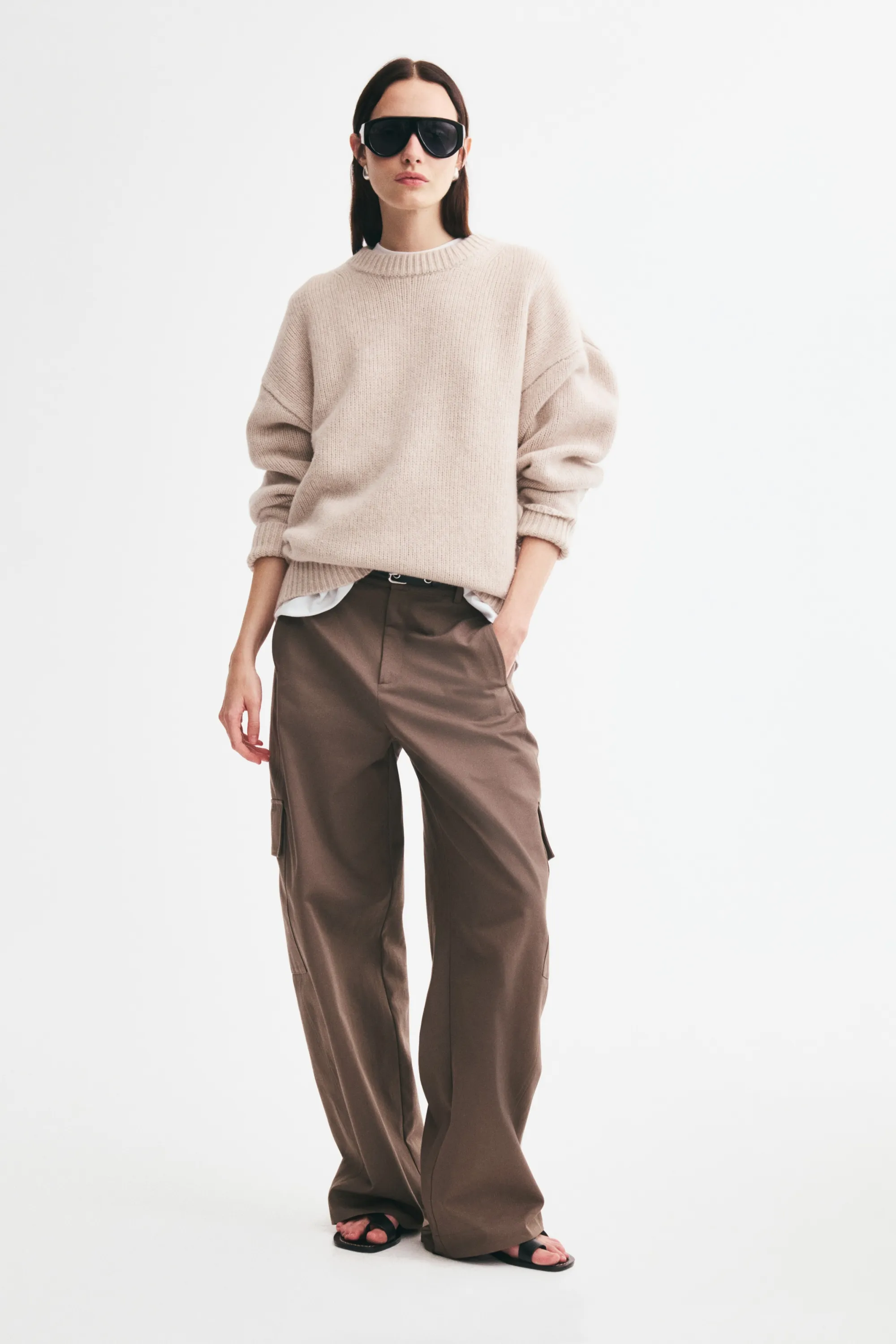 Pull oversize en laine - Beige clair