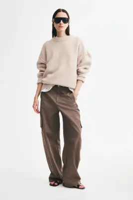 Pull oversize en laine - Beige clair — photo 1