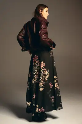 Jupe loose maxi - Noir/fleuri — photo 3
