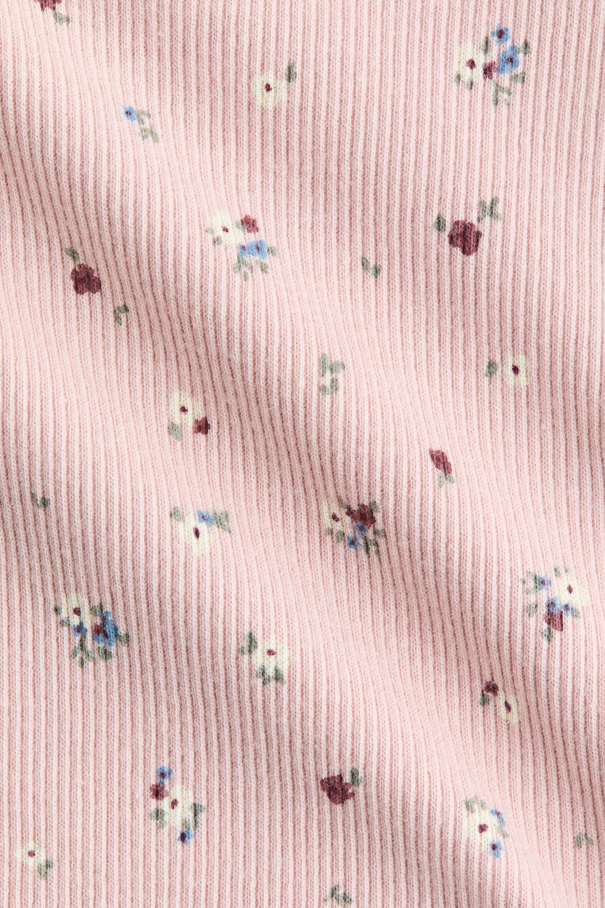 Top à volant ruché en coton - Rose clair/fleuri