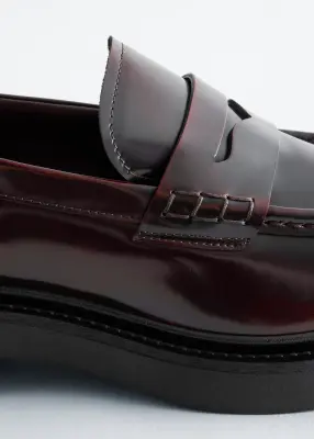 Mocassins en cuir épais - Rouge foncé — photo 4