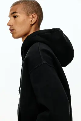Veste à capuche zippée Oversized Fit - Noir — photo 2