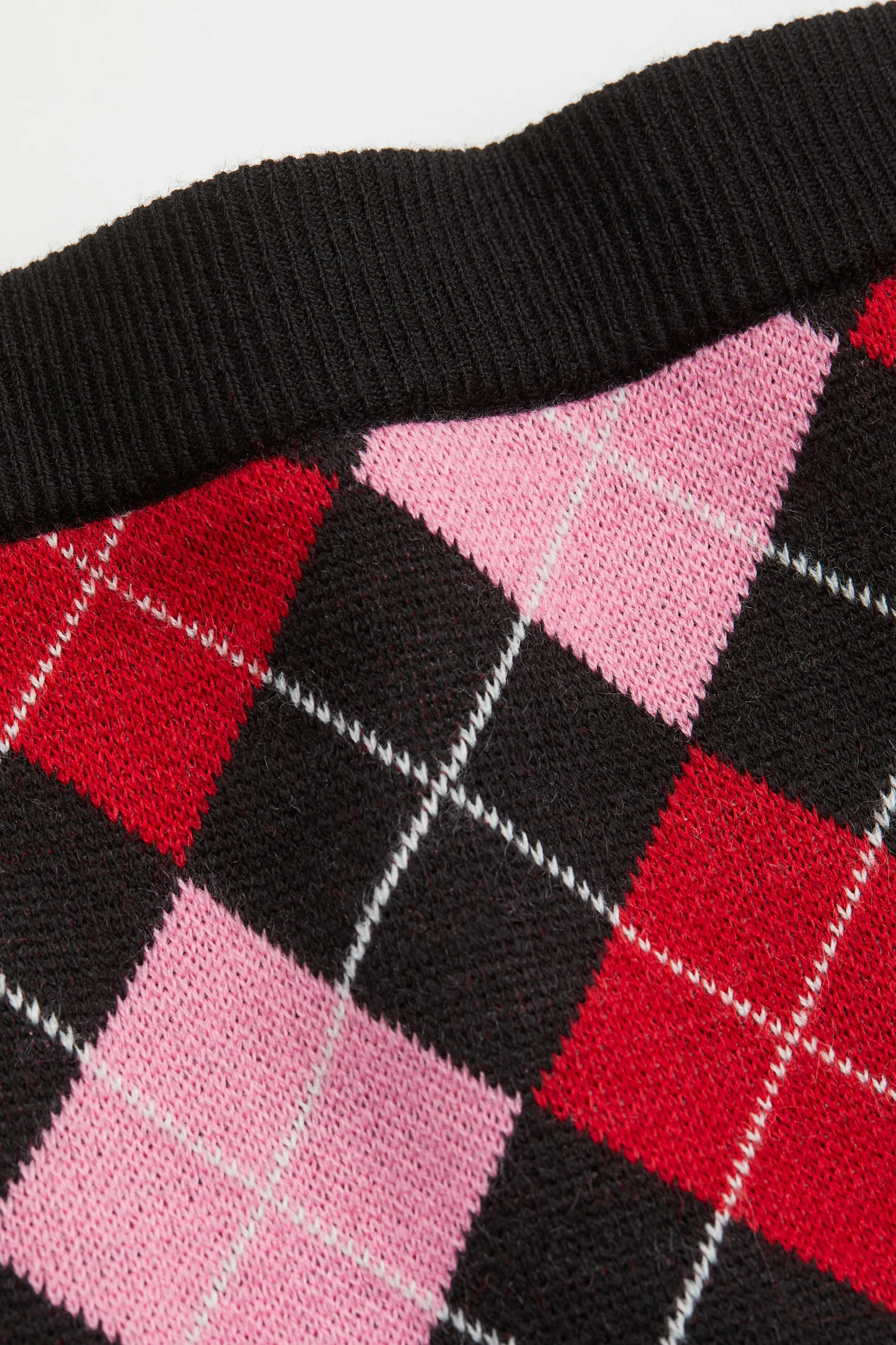 H&M+ Jupe en maille - Noir/motif argyle