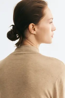 Gilet à col cheminée - Beige chiné — photo 3