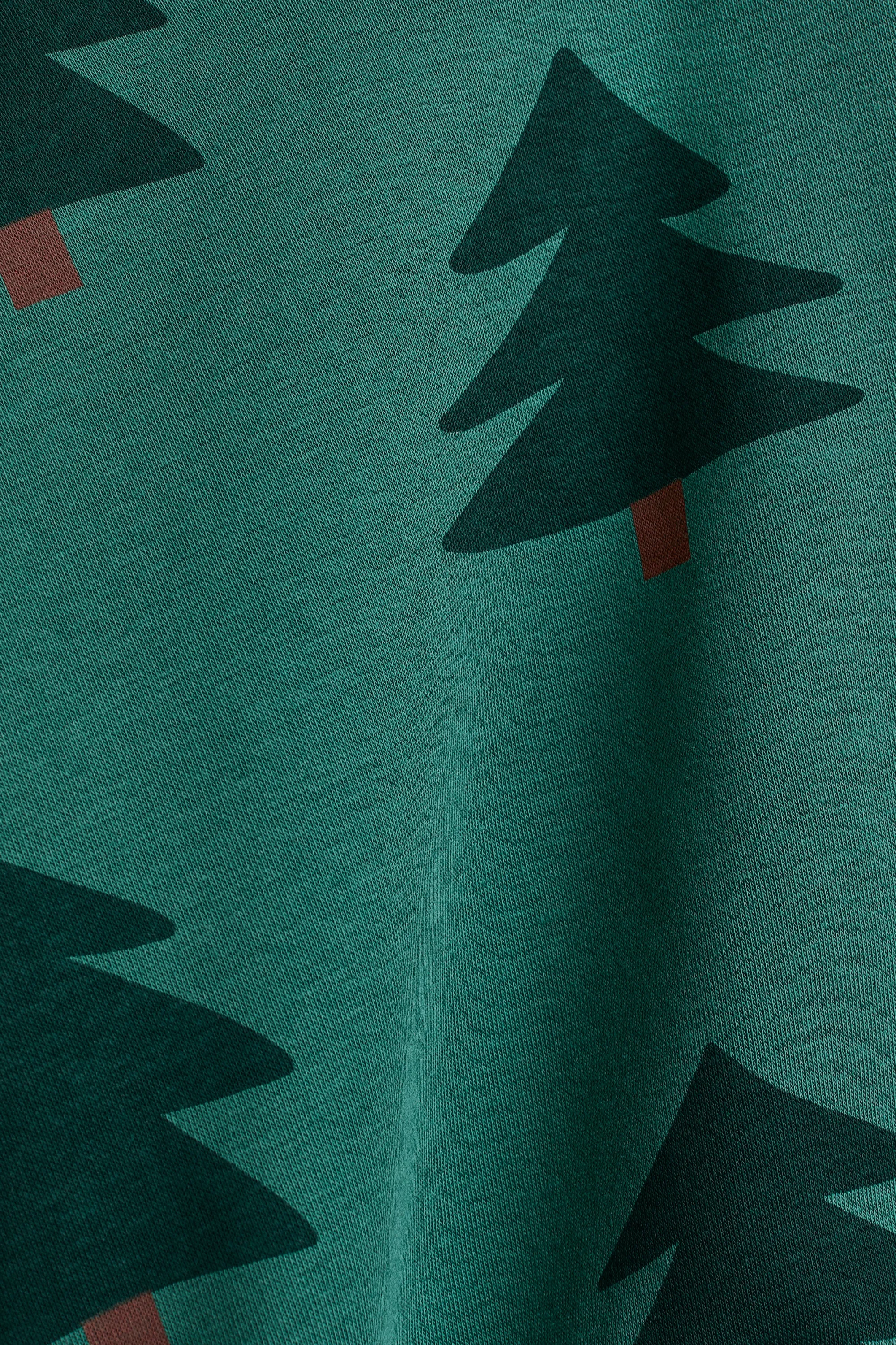 Sweat imprimé avec intérieur brossé - Vert/arbres