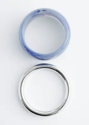 Ensemble de bracelets manchettes - Argenté/Bleu — photo 1