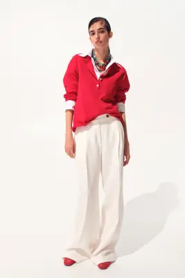 Pantalon chic à jambes larges - Ivoire — photo 1