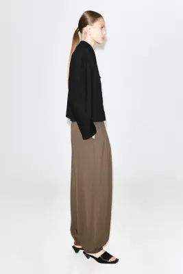 PANTALON BALLON À PLIS EN CRÊPE - BEIGE FONCÉ — photo 4