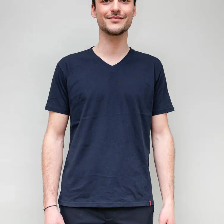 T-shirt Martin col V bleu marine