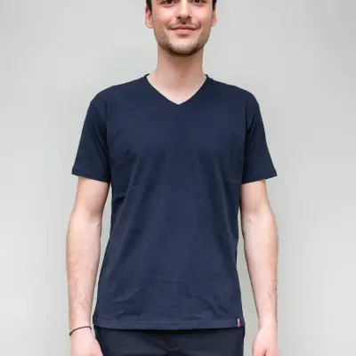 T-shirt Martin col V bleu marine — photo 1