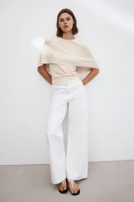 Top cape en maille fine - Beige clair — photo 2