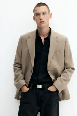 Veste Regular Fit en cachemire mélangé - Beige — photo 2