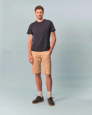 T-shirt Romain maille piquée col rond bleu chiné manches courtes — photo 7