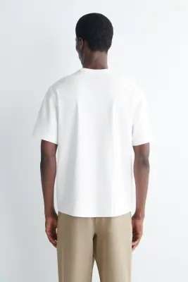 T-SHIRT À COL ROND EN COTON INTERLOCK - BLANC — photo 3