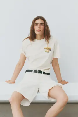 T-shirt oversize imprimé - Crème/Pomodori — photo 1