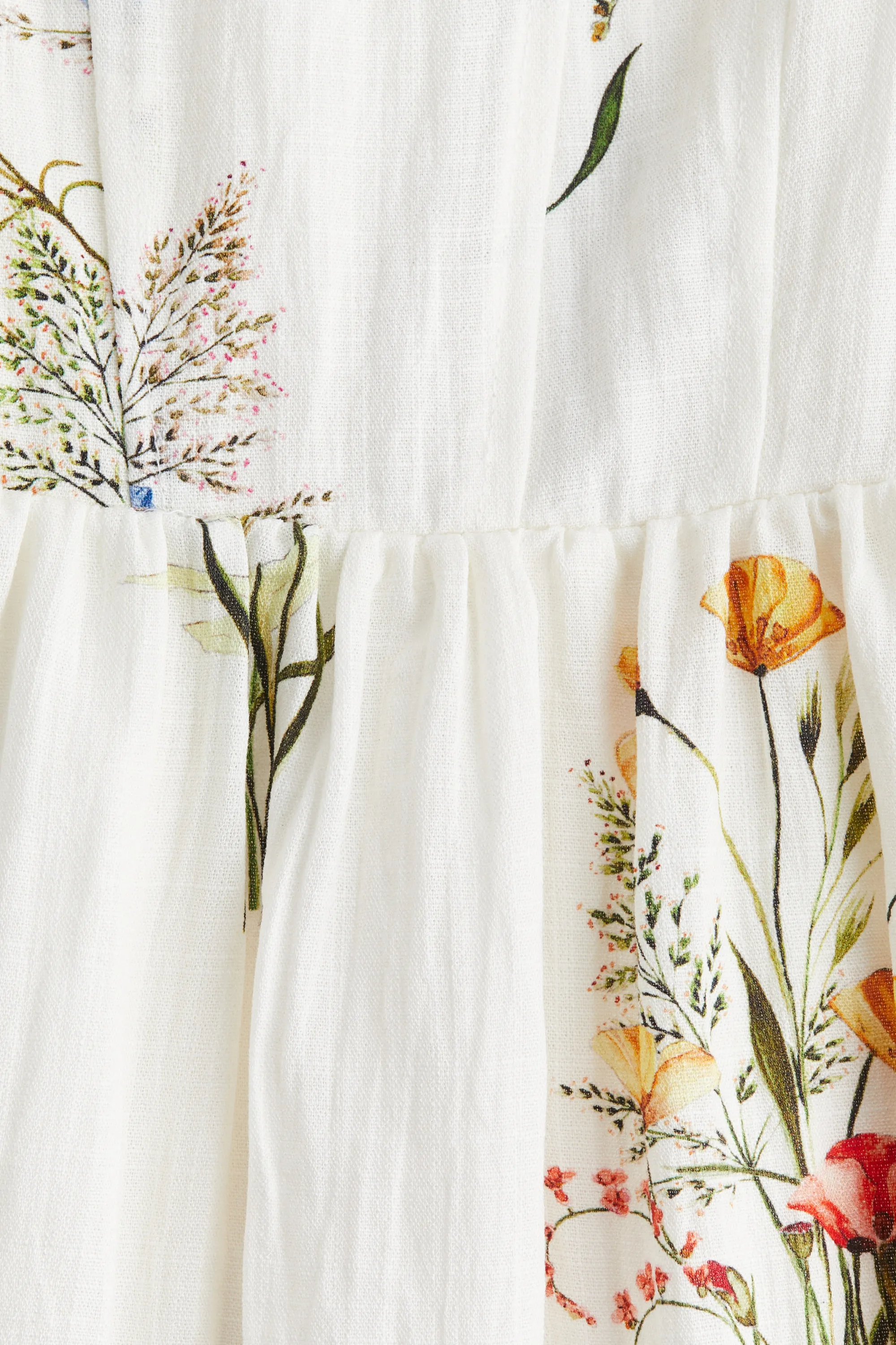 Robe midi à bretelles fines - Blanc/fleuri
