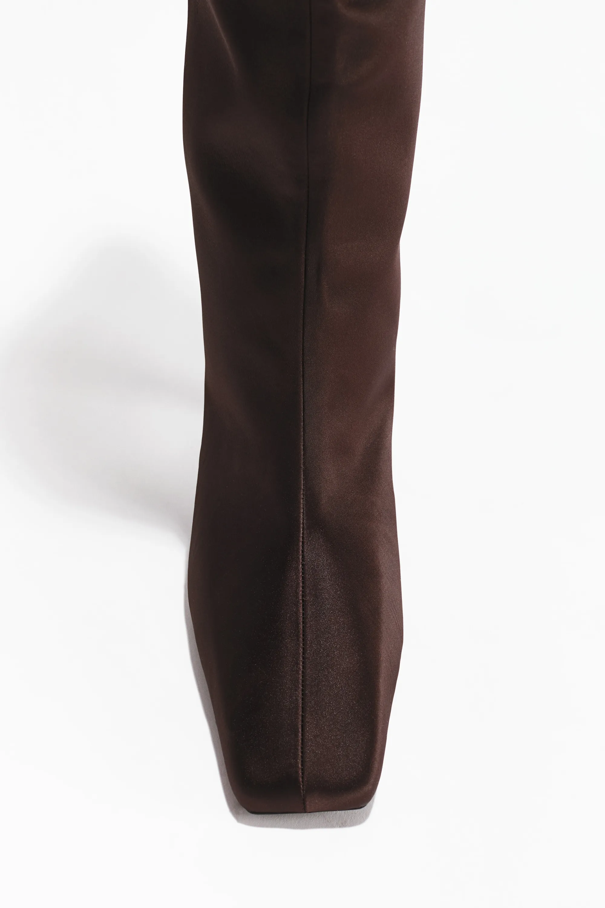 Bottes de hauteur genou en satin - Marron foncé